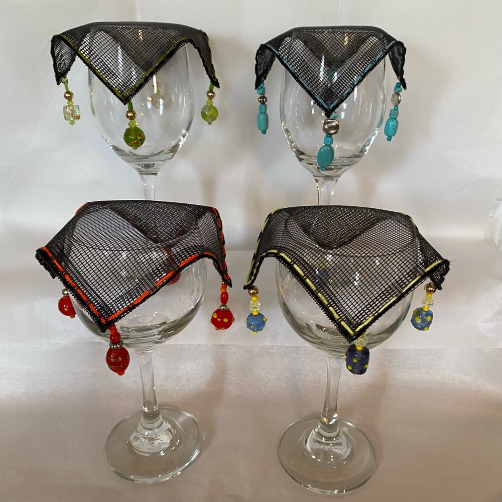 Hand made beaded beverage veils set of 4